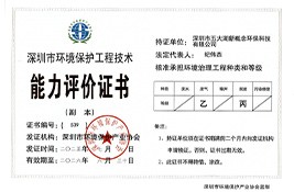 深圳环保工程能力评价证书